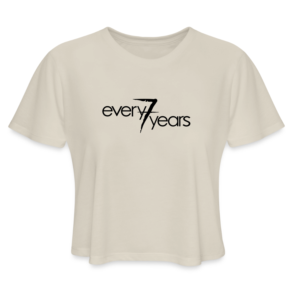 every7years Cropped Tee — bone cropped t-shirt with the black every7years logo